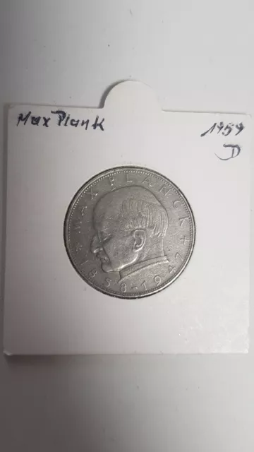 BRD 2 Mark Max Planck 1959 D Top Erhaltung Vorzüglich / Sehr selten !!!