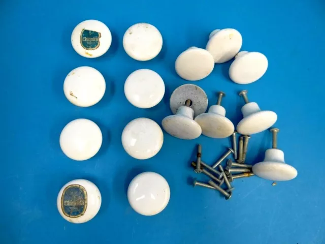 15 Dresser Drawer Furniture Pulls Hardware Parts Vintage Lot White Porcelain