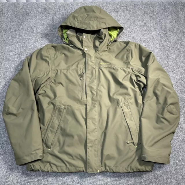 Decathlon Jacket Mens XL Green Full Zip Hooded 3 In 1  Fleece & Shell Coat