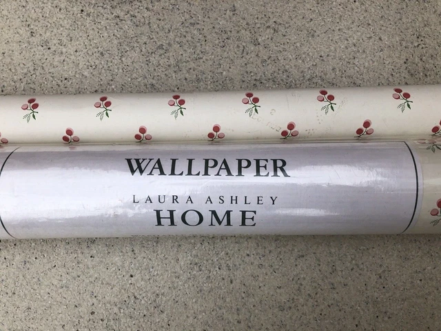 Vintage Laura Ashley Light Rose/Moss unopened wallpaper roll from 1980