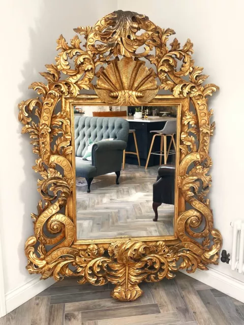 Large Rococo Style Mirror - Unique, Huge Gold Vintage Baroque Frame Wall Mounted
