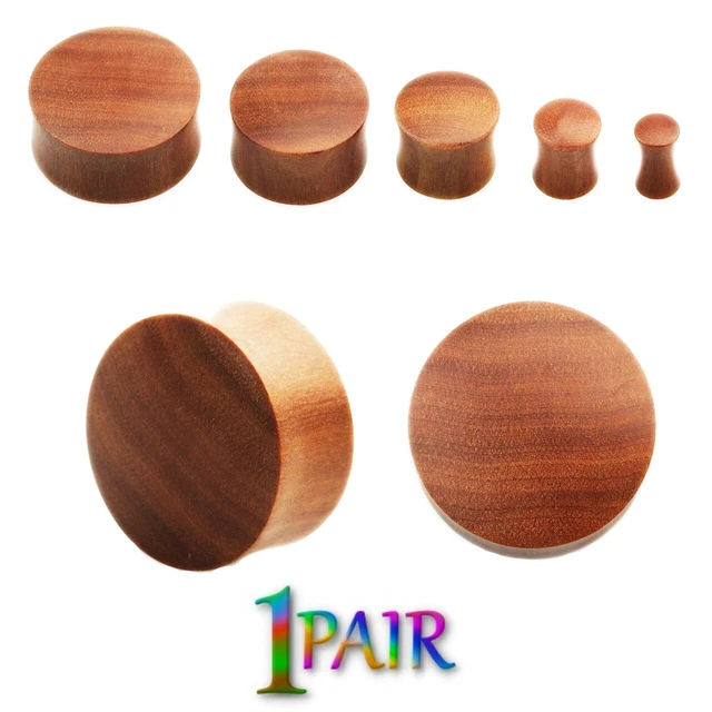 Pair 8g-30mm SAWO WOOD PLUGS Double Flare Gauges Tunnels Organic Ear Convex 1330