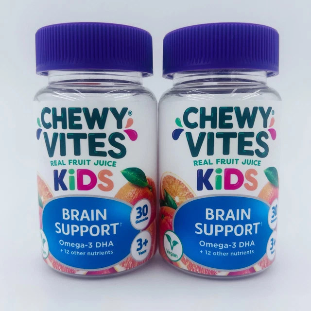 2 X CHEWY Vites Real Fruit Juice For Kids Brain Support Omega 3 DHA (2