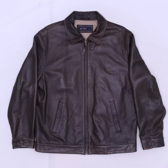 C3818 VTG Cremieux Full Zip Lambskin Leather Bomber Jacket Size L