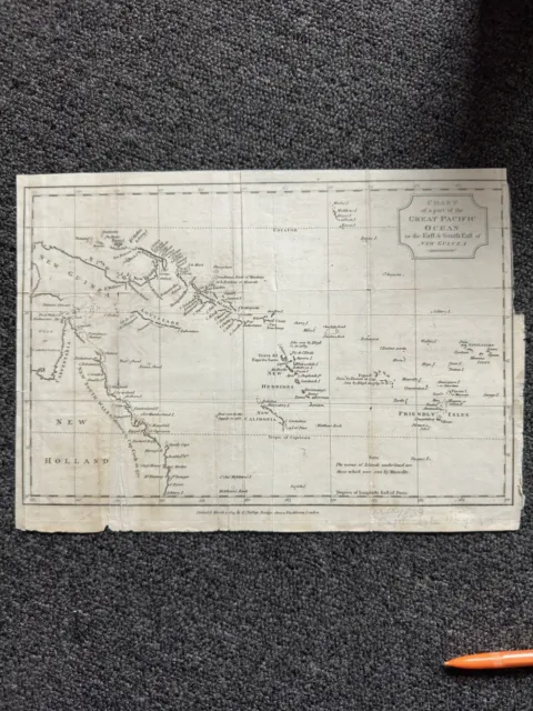 1809 world map captain cook R. Phillips london 9 x 13 Pacific Ocean New Guinea