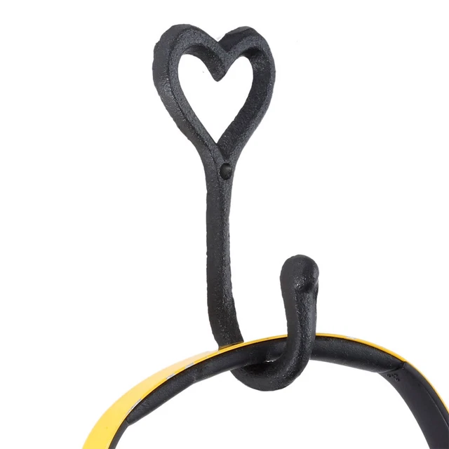 5 x Cast Iron Heart Coat Hat Hook Key Holder Vintage Shabby Chic Antique Hooks 10