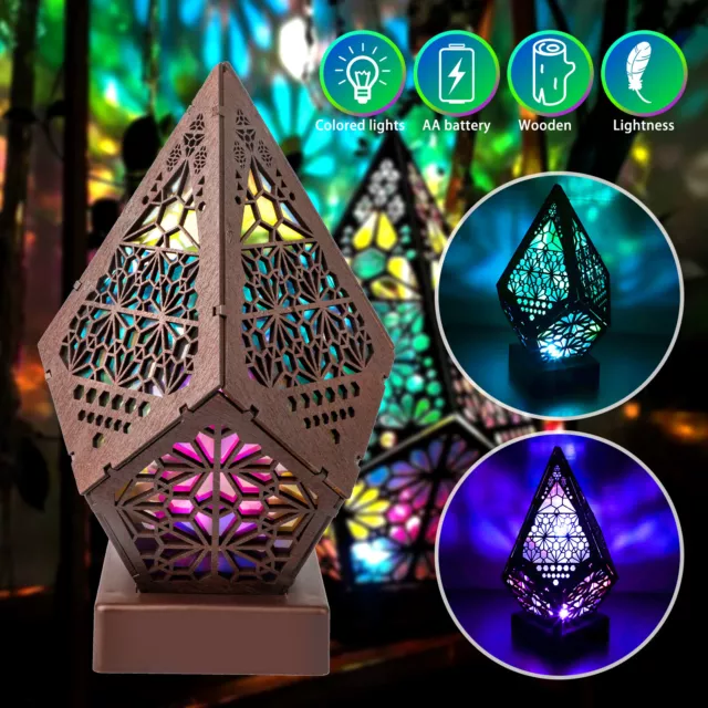 3D LED Colorful Diamond Light Star Projection Bohemian Decor Floor Night Lamp US