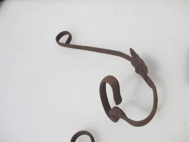 Large Antique Iron Coat Hook Hat Hanger Old Victorian French Vintage 9.5"H