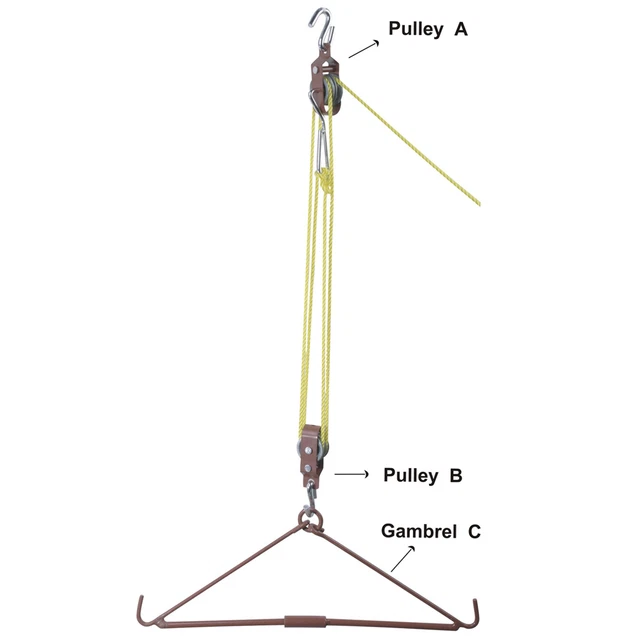TOURBON TAKEDOWN GAMBREL and Pulley Hoist Kit 440 Lbs Big Game Deer Elk