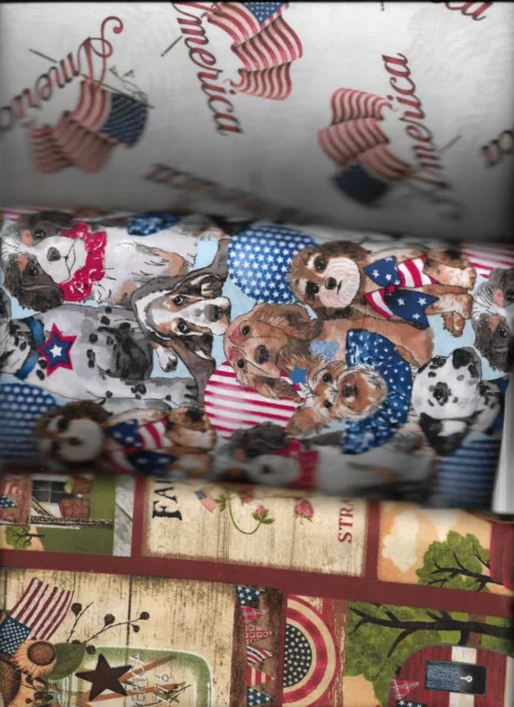 45" 100% cotton novelty patriotic print fabrics