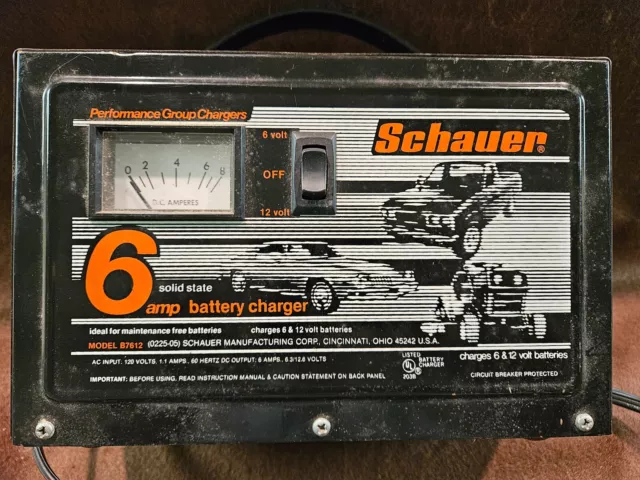 Vintage Schauer Solid State Battery Charger 6 amp - 6 & 12 Volt -  B7612