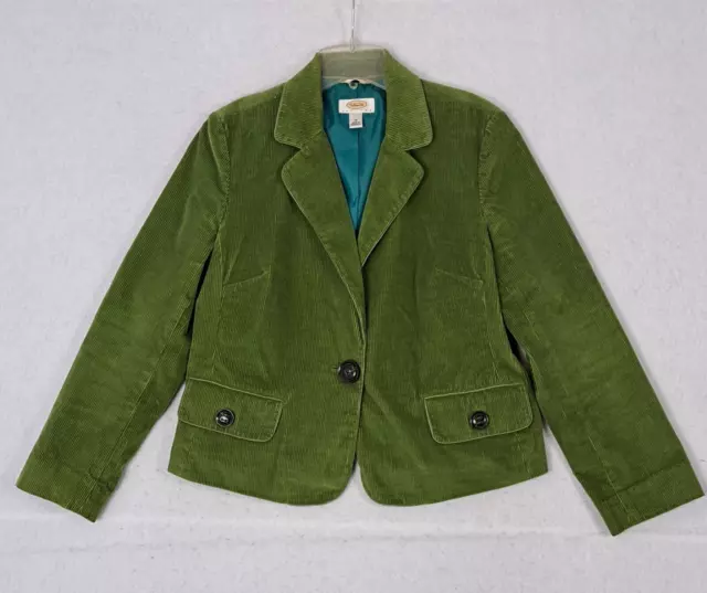 VTG Talbots Womens Corduroy Blazer Jacket Pockets Large Single Button Lined