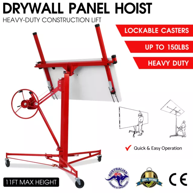11FT Drywall Panel Lifter Gyprock Plasterboard Sheet Board Hoist Lift 68kg Red