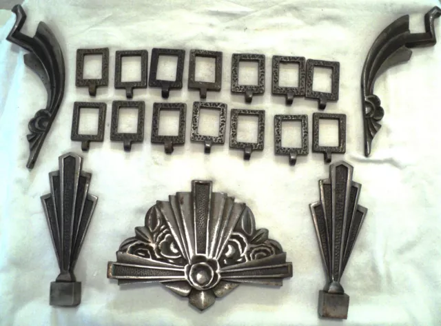 Victorian Art Deco Cast Iron Drapery  / Curtain Rod Brackets / Tie Backs Ornate