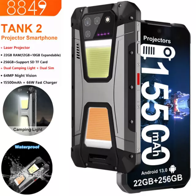 Unihertz Tank 2 8849 Projector Rugged Phone 22GB 256GB Night Vision  15500mAh DHL