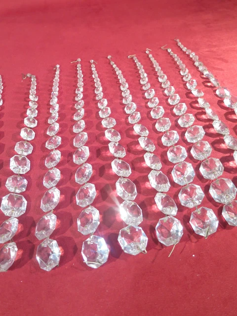 Lot De 1200 Perles Anciennes En Verre Violet - Facettes Creuses Triangulaires, Occasion