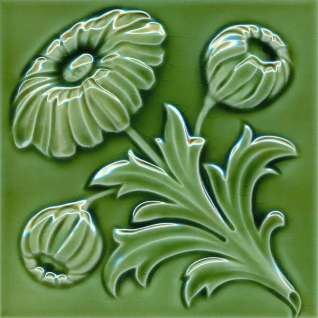 German Art Nouveau Vintage Ceramic Tile Rare Reproduction Majolica European