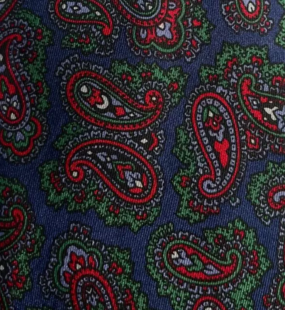 Vintage Skinny Blue Green Red Paisley JAMES DILLON Silk Tie Italy