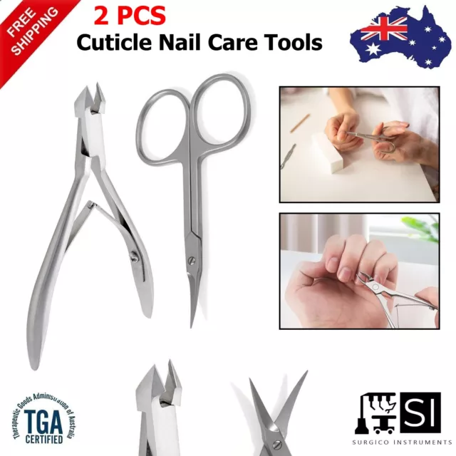 2Pcs Set Manicure Pedicure Cuticle Scissor Nipper Cutter Nail Art Grooming Tools