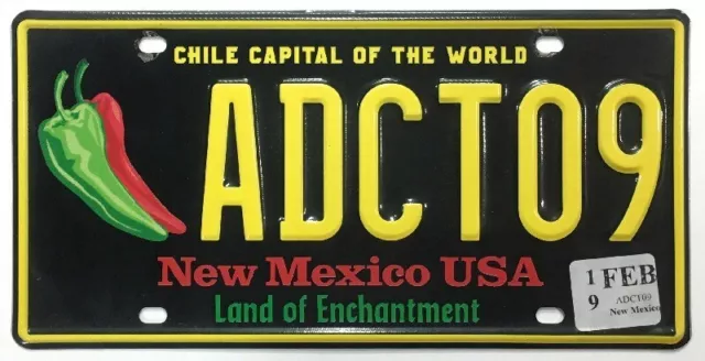 New Mexico 2019 Chile Capital Of The World License Plate ADCT09