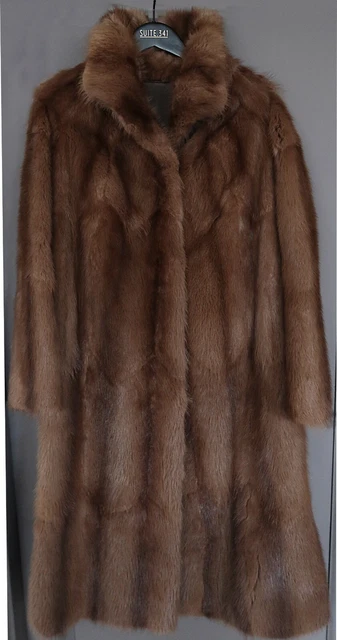 V RITABLE FOURRURE RAT Musqu Manteau Long Vintage Excellent