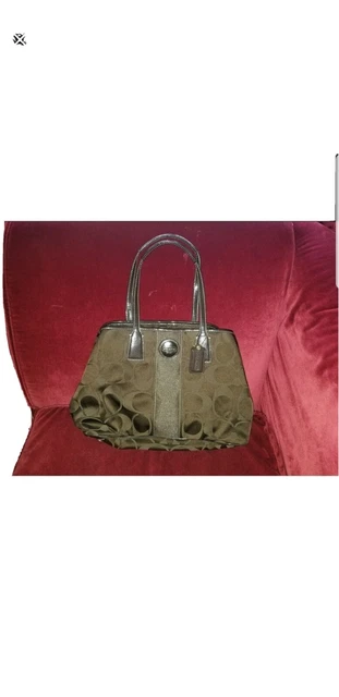 EUC Coach Signature Chocolate Brown Framed Kisslock Handbag F18036