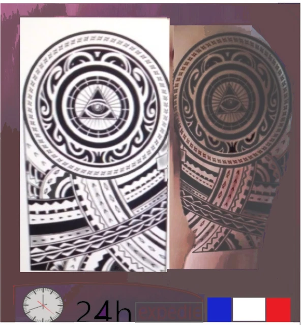 Tatouage Temporaire Imperméable Croix Jésus Lion - Noir - Lot - Style Mode