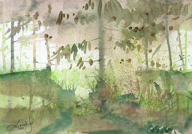 acuarela pintura aquarelle original Landschaft Picture(30x21)cm0363 COM