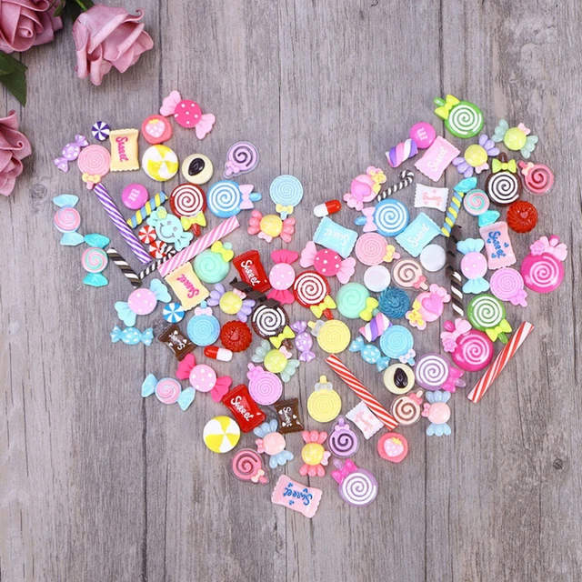 60pcs Resin Charms Scrapbooking Resin Charms Cell Phone Charms Lollipop Charms