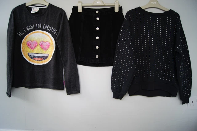 Girls Tops, Skirt Leggings New Look Etc Bundle Age 11-12 Years *Christmas Tops* 3
