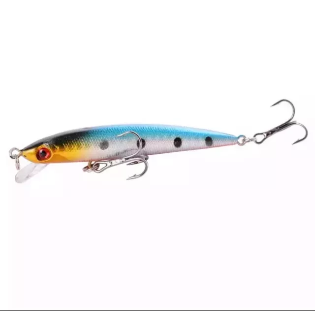 leurre de pêche minnow rigide coulant avec yeux 3D Wobbler, 8.8cm, 6.1g