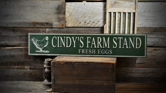Custom Chicken Farm Fresh Eggs Sign -Rustic Hand Made Distressed Wood