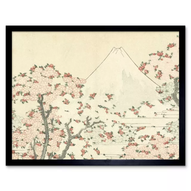 Hokusai Fuji And Cherry Blossom Japanese Painting Wall Art Print Framed 12x16