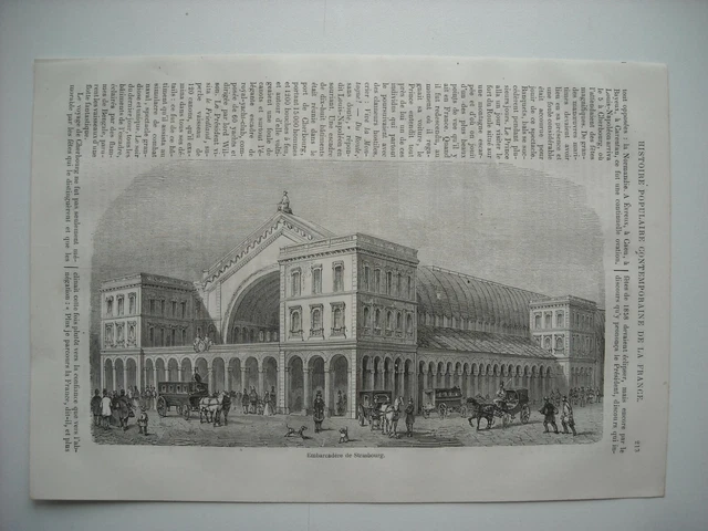 Gravure 1864. Embarcadere De Strasbourg. A Bord Du Friedland President Republiqu