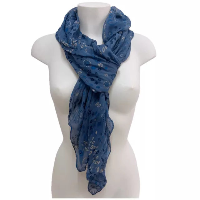 Blu Jeans Figure Fiori SCIARPA Foulard Coprispalle Uomo Donna Misto Seta  FF1