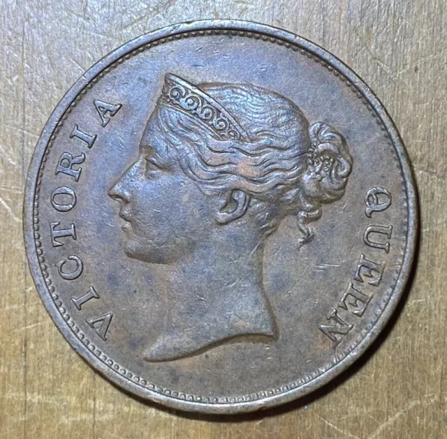High Grade East India Company One Cent Coin 1845 British India Victoria