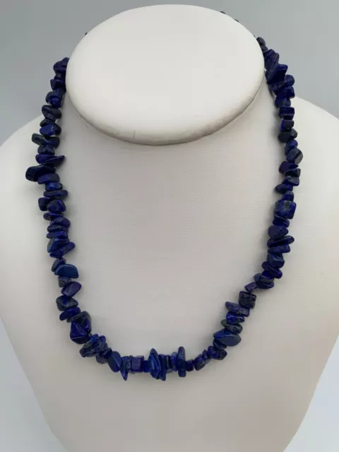 Collier Fantaisie Perles Pierres Lapis Lazuli 44 Grammes Fermoir Aimant W987