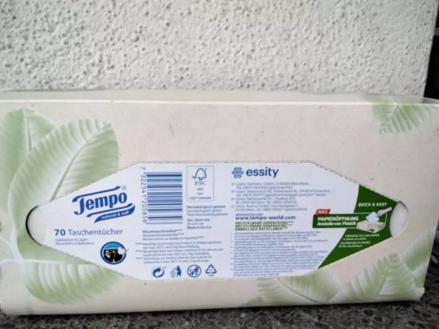 Bio Tempo Taschentücher Box 4lagig 70 Stück NATURAL & Soft ohne Duft + Allergene 2