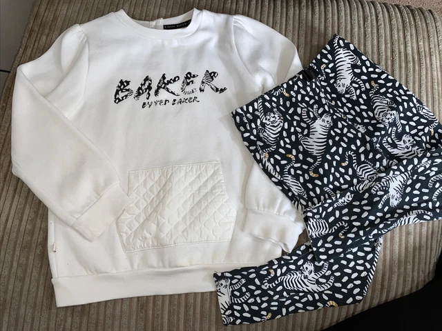 Ted baker tiger jumper leggings set 5-6 girls white black