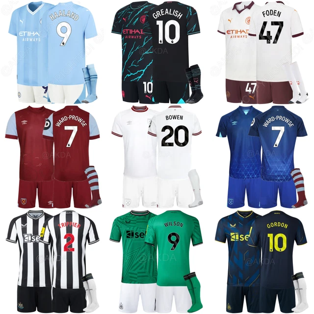 23/24 Kids Home Away Third Football Kits Boy Girls Strip Short+Shirt+Socks