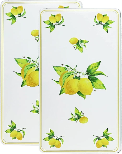 Juego de cubiertas decorativas ligeras para estufa/quemador rectangular de lata, limones frescos y