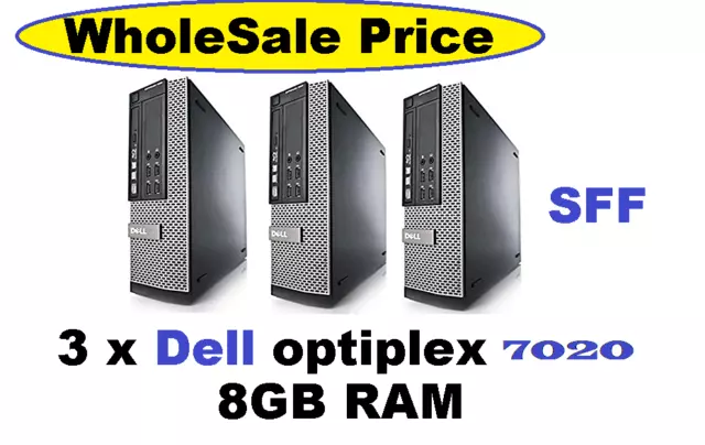 Bulk Job Lot 3 x Dell Optiplex 7020 i3-4150 8GB RAM NO HDD PC SFF Computer