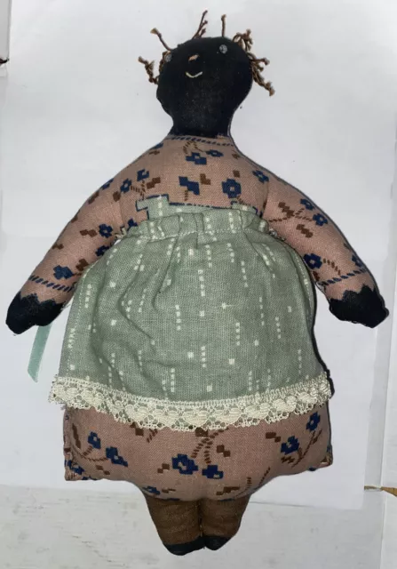 Vintage Folk Art Cloth Rag Doll Handstitched Black Americana 13”