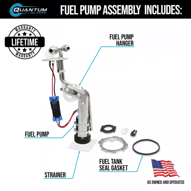 QFS 450LPH Fuel Pump Hanger -8AN/-6AN Fittings for 1986-1997 Ford Mustang