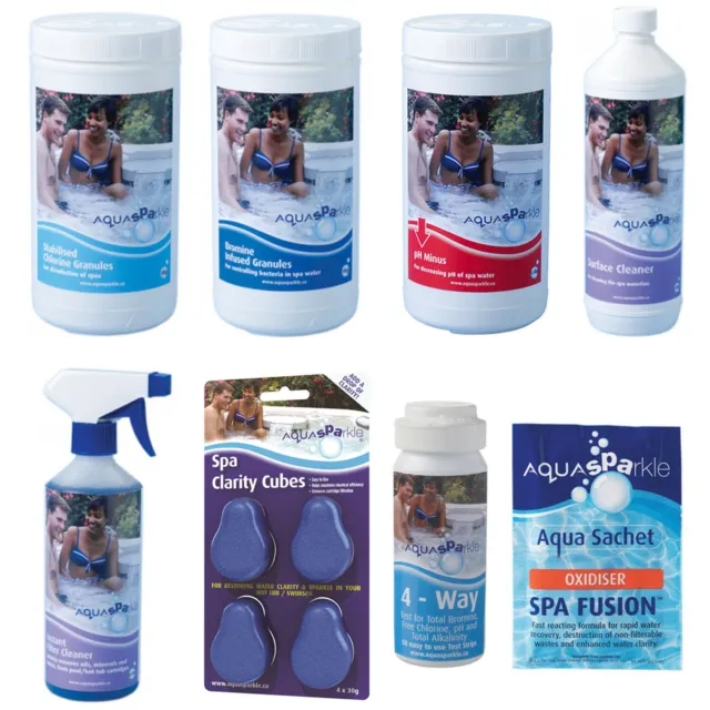 Aqua Sparkle Range Hot Tub Chemicals Disinfectant Sanitisers Balancers Cleaners