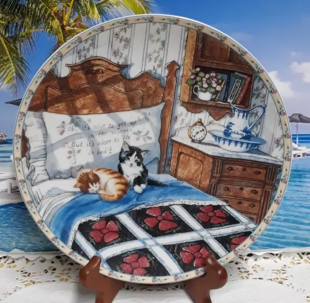 Edwin M. Knowles The Comforts of Home "Sleepyheads" Cat Plate Limited Edition