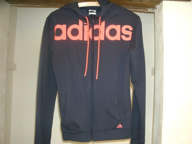 Adidas Zip up Hoodie Blue and Pink UK Girl Size XS For ages 4-6 with 2 pockets