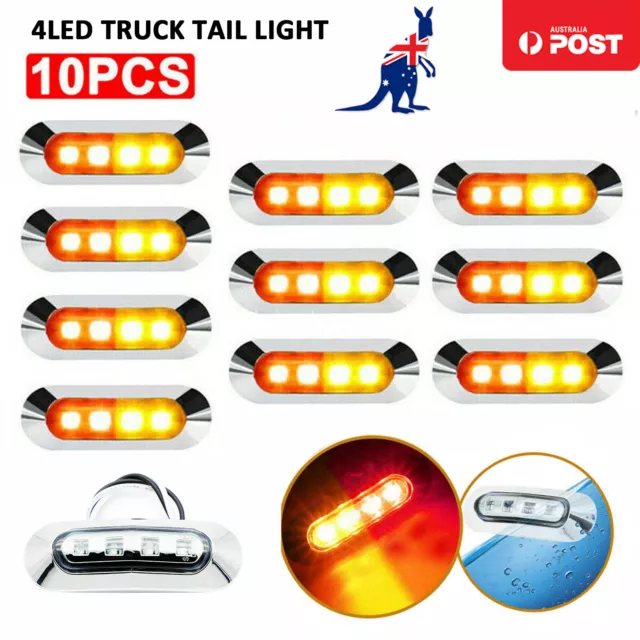 10X Amber/Red Clearance Lights Side Marker 4 LED Truck Trailer Caravan 10-30V