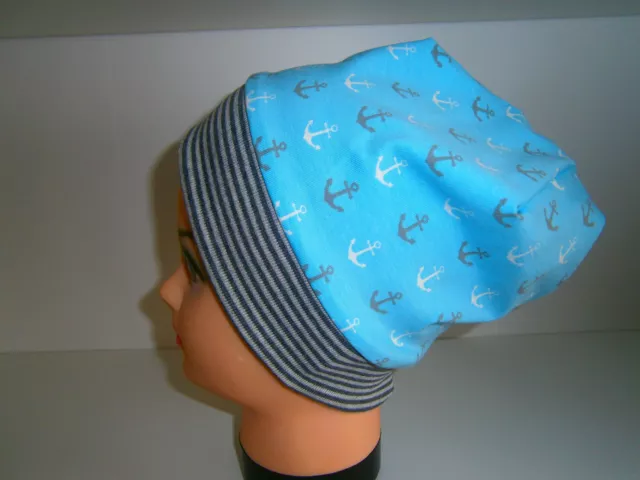 ♥Neu-Handmade♥Marine-Anker♥Beanie♥ Mütze♥Kindermütze♥Gr.38-54♥Dawanda♥