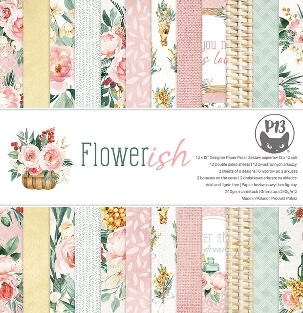 Almohadilla de papel de doble cara P13 12""X12""-florido P13FLO08